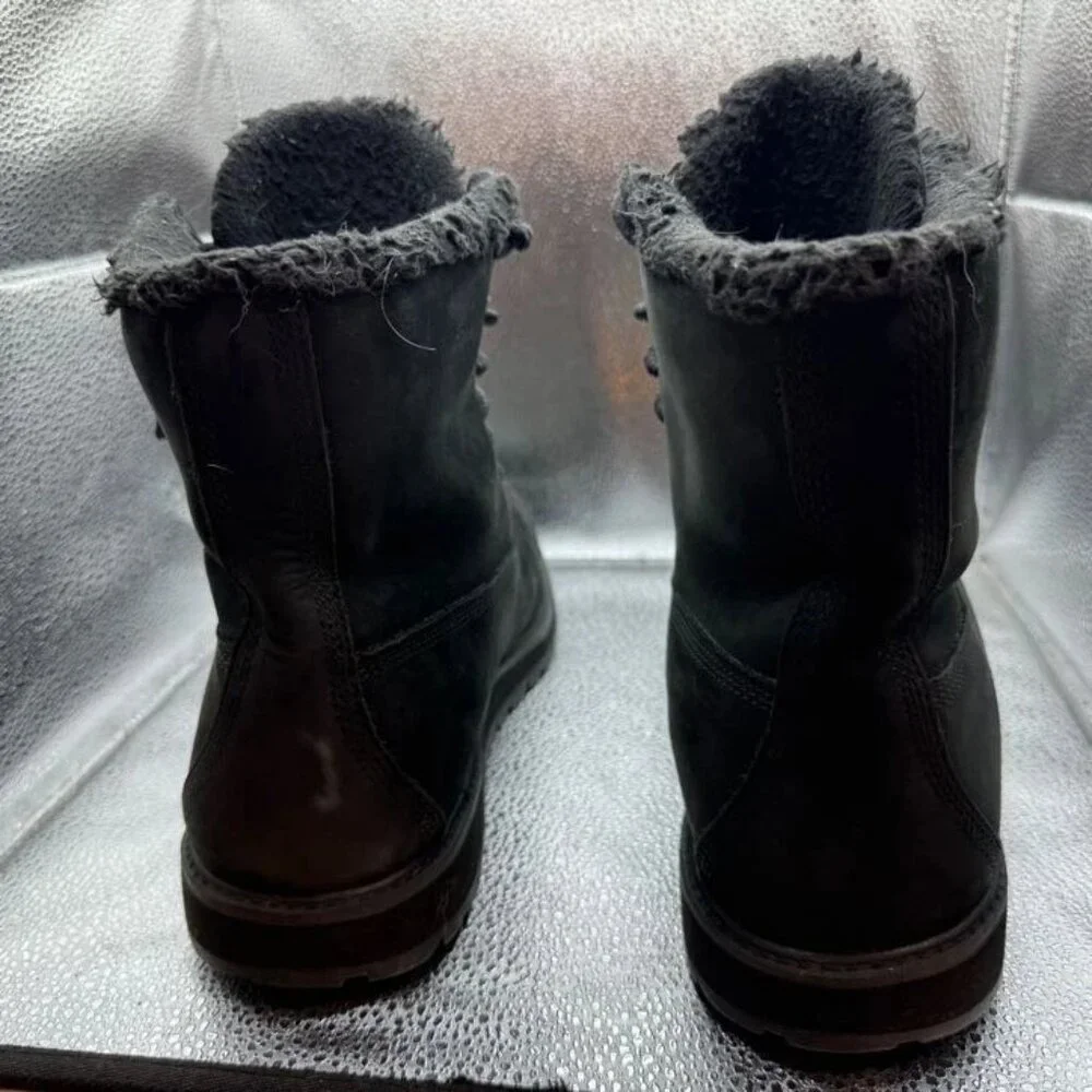 Size 11 Timberland Richmond Ridge Mens Black‎ Fur Lined Leather Waterproof Boots